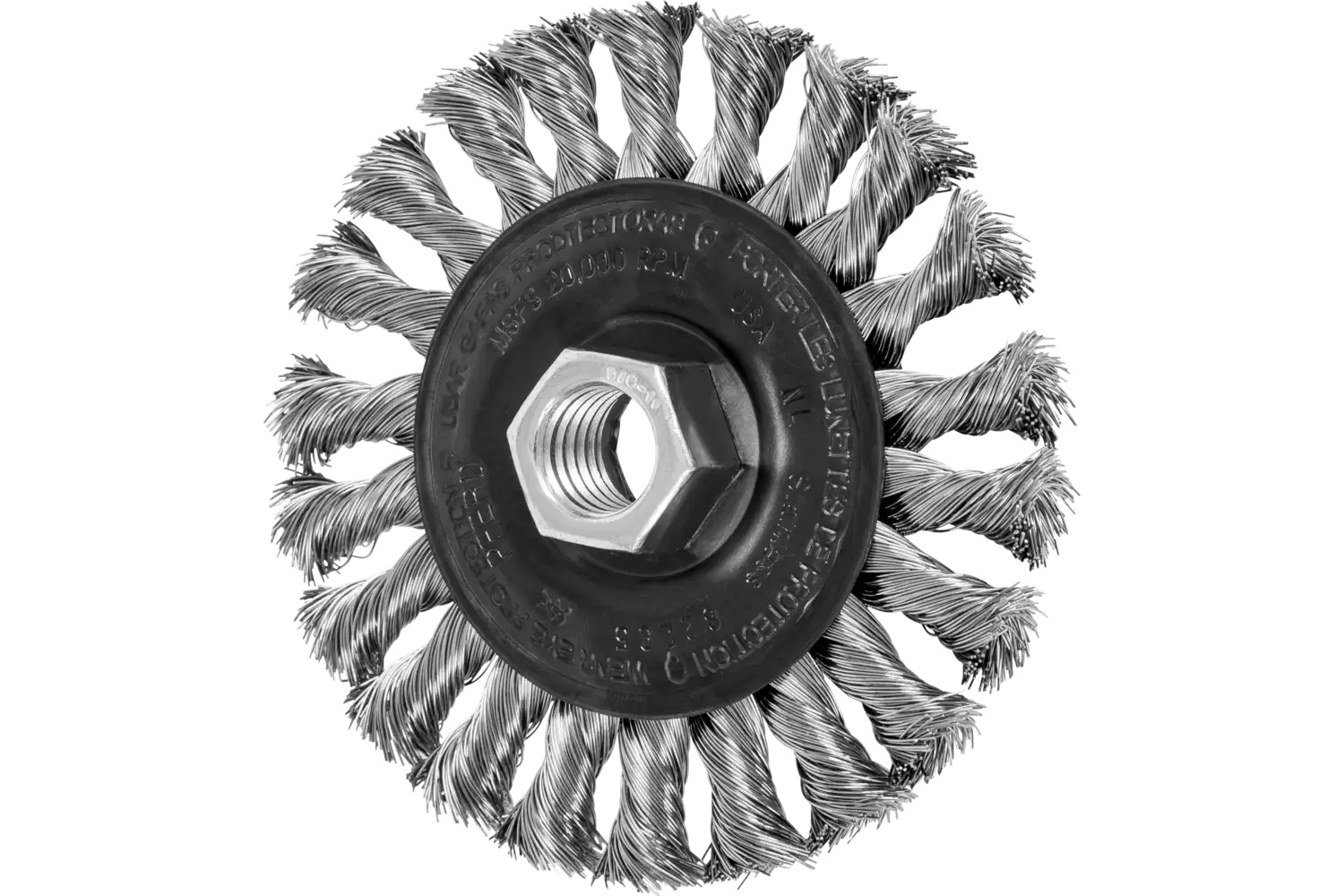 Picture of Pferd Full Cable Knot Wheel Brush 4" Dia. .014 Stainless Steel 5/8-11" Thread Retail